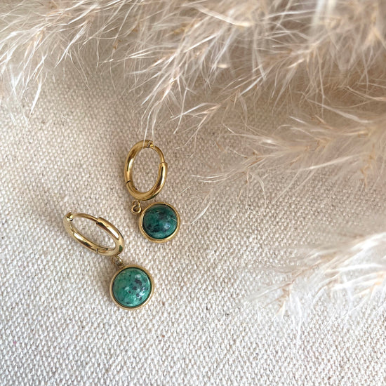 Everyday Green & Gold Hoops