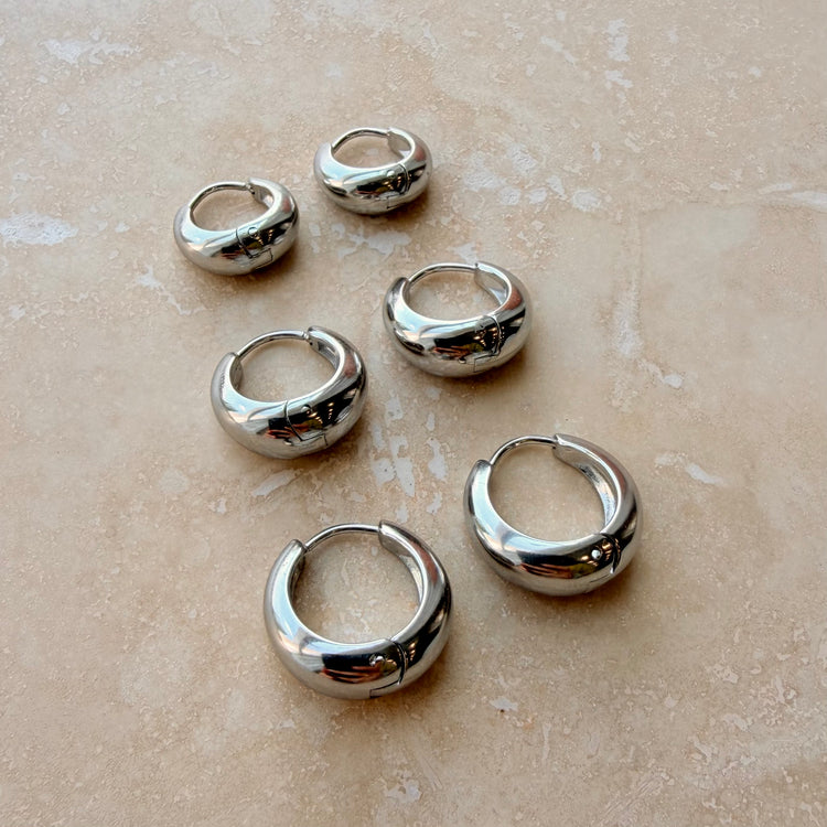 Everyday Silver Chunky Hoops – Hoop Earrings – Little Nell Jewellery
