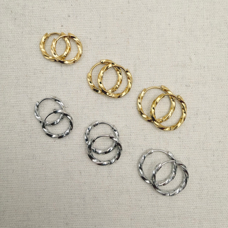 Everyday Twist Huggies – Hoop Earrings – Little Nell Jewellery