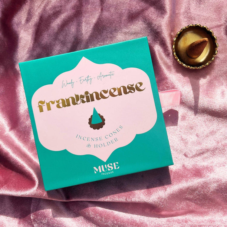 Frankincense incense cones gift set with brass dish