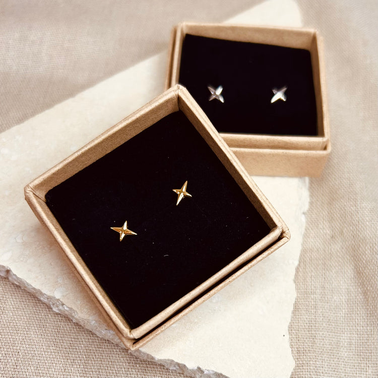 Gold or Silver Starlight Studs – Stud Earrings – Little Nell Jewellery