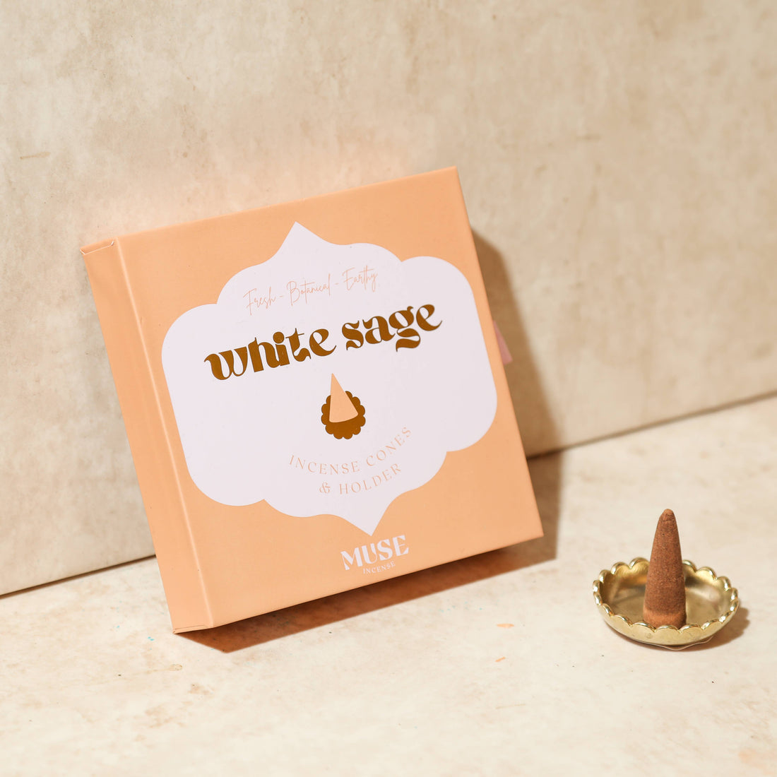 White Sage incense cones gift set with brass dish