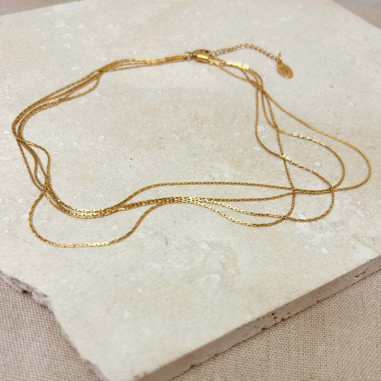 Everyday Gold Multi-strand Choker Necklace – Necklace – Little Nell Jewellery