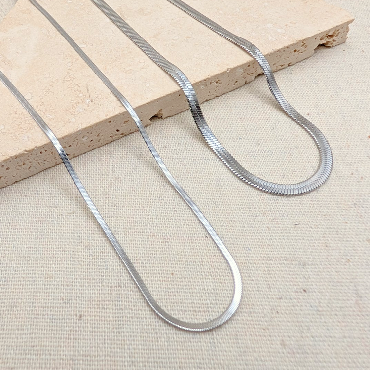 Everyday Silver Slim Snake Chain Necklace – Necklace – Little Nell Jewellery