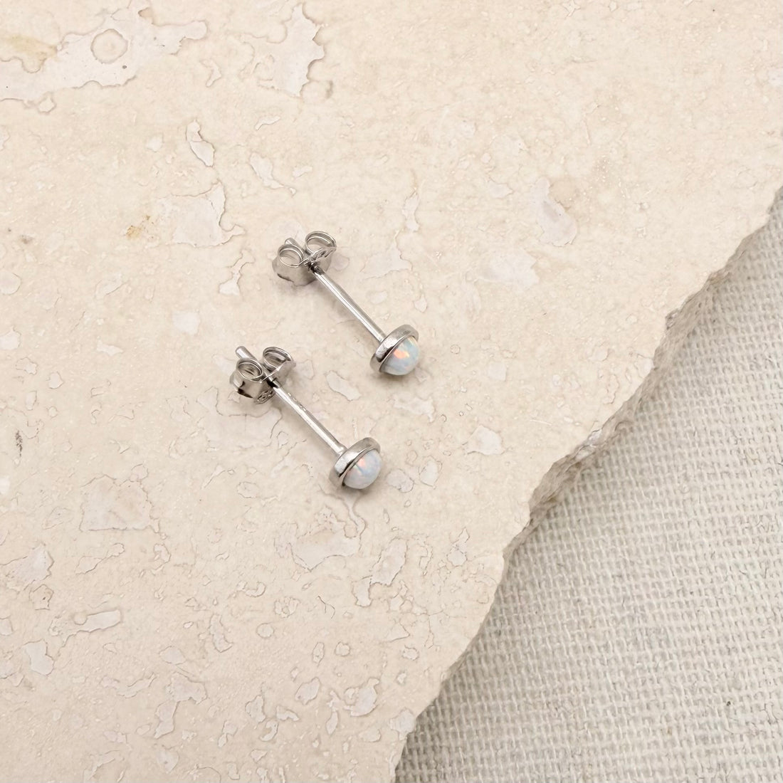 Silver Opal Studs – Stud Earrings – Little Nell Jewellery