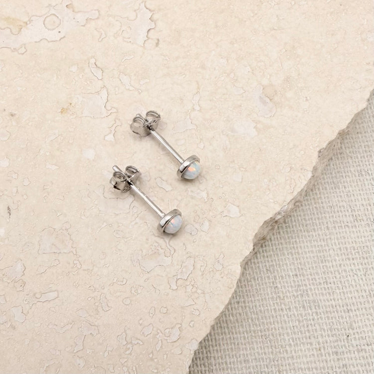 Silver Opal Studs – Stud Earrings – Little Nell Jewellery