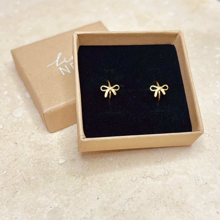 Ribbon Bow Hoops – Demi Fine Hoop Earrings – Little Nell Jewellery
