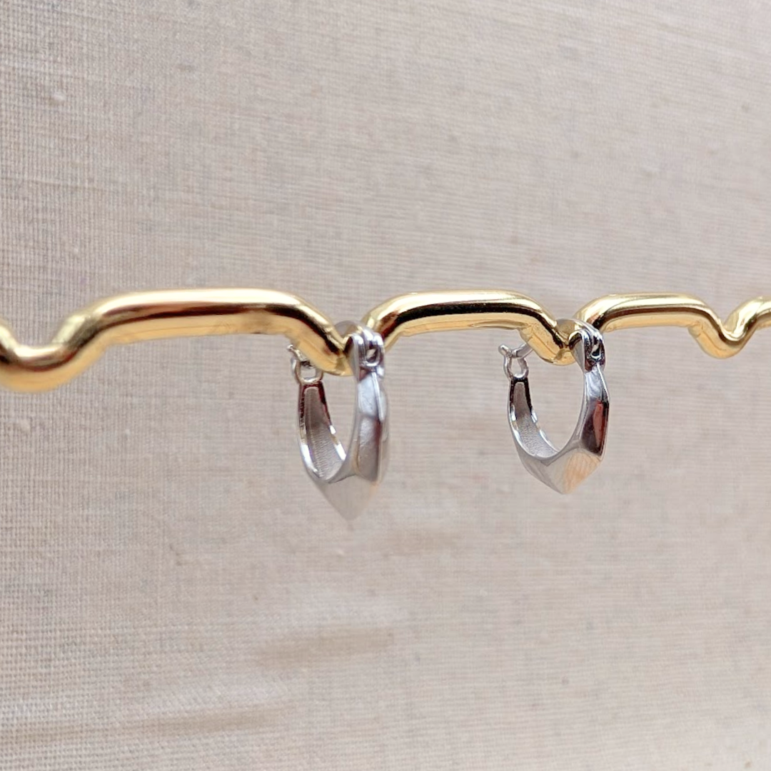 Silver Harlequin Huggie Hoops – Demi Fine Hoop Earrings – Little Nell Jewellery