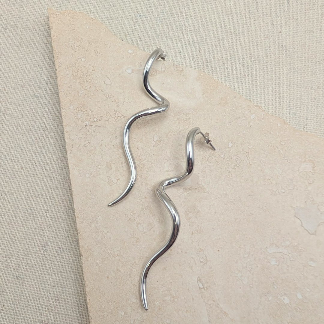 Everyday Silver Statement Swirl Earrings – Statement Earrings – Little Nell Jewellery
