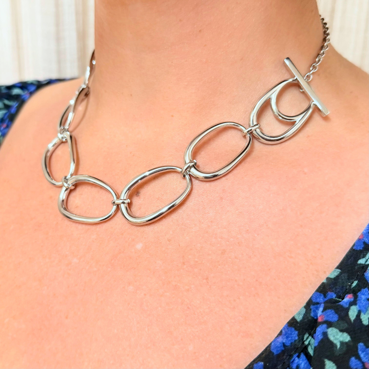 Everyday Silver Statement Pebble Necklace – Necklace – Little Nell Jewellery