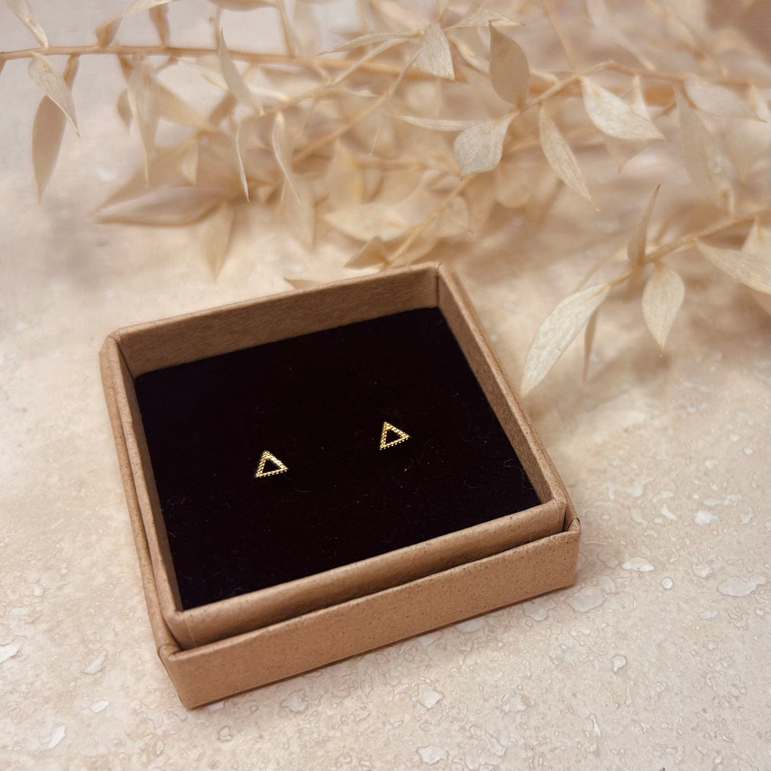 Gold or Silver Triangle Outline Studs – Stud Earrings – Little Nell Jewellery