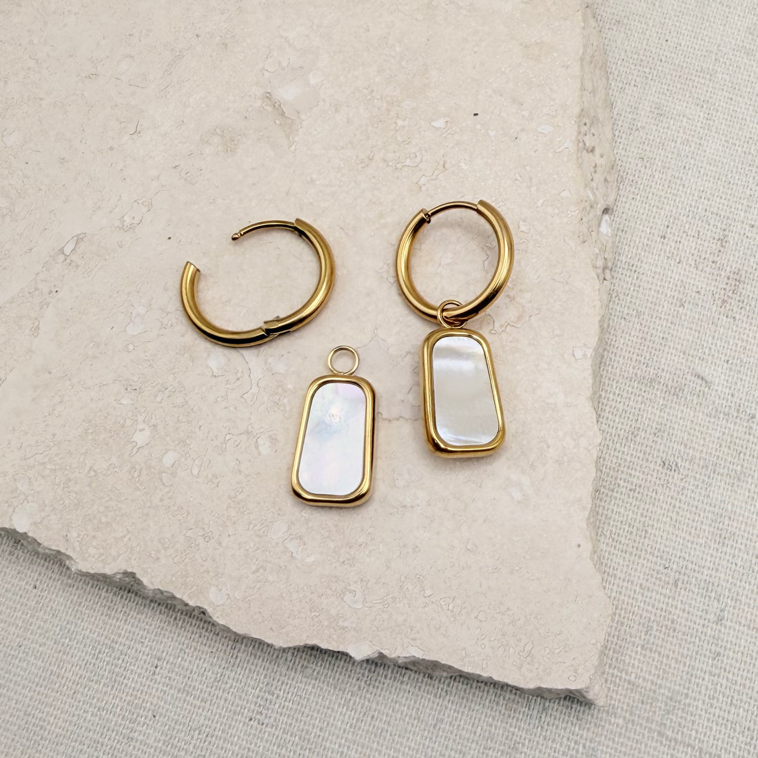 Everyday Mother of Pearl Hoops – Hoop Earrings – Little Nell Jewellery