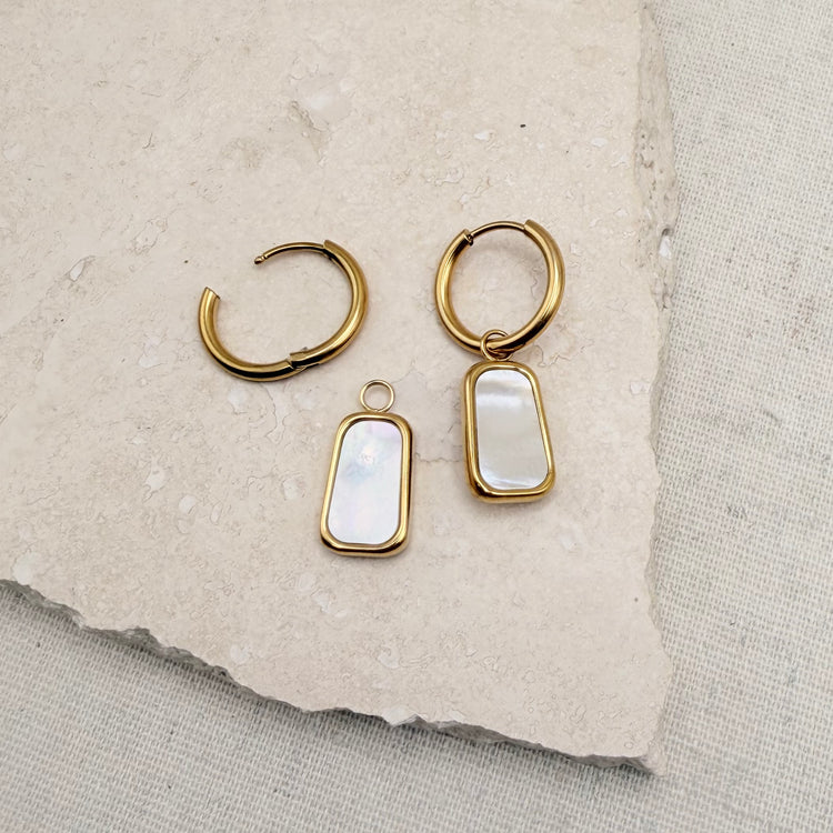Everyday Mother of Pearl Hoops – Hoop Earrings – Little Nell Jewellery