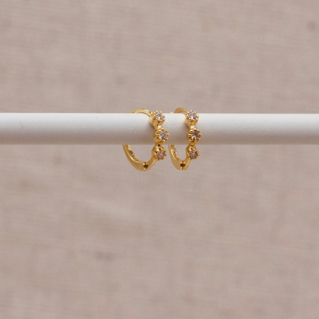 Diamanté Huggie Hoops – Demi Fine Hoop Earrings – Little Nell Jewellery