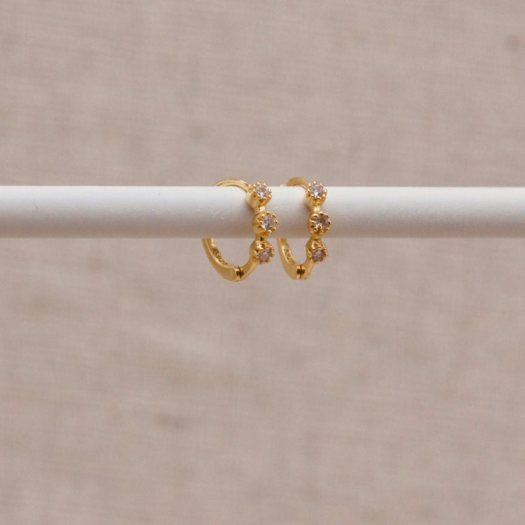 Diamanté Huggie Hoops – Demi Fine Hoop Earrings – Little Nell Jewellery