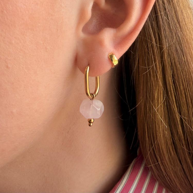 Everyday Rose Quartz Gift Set – Hoop Earrings – Little Nell Jewellery