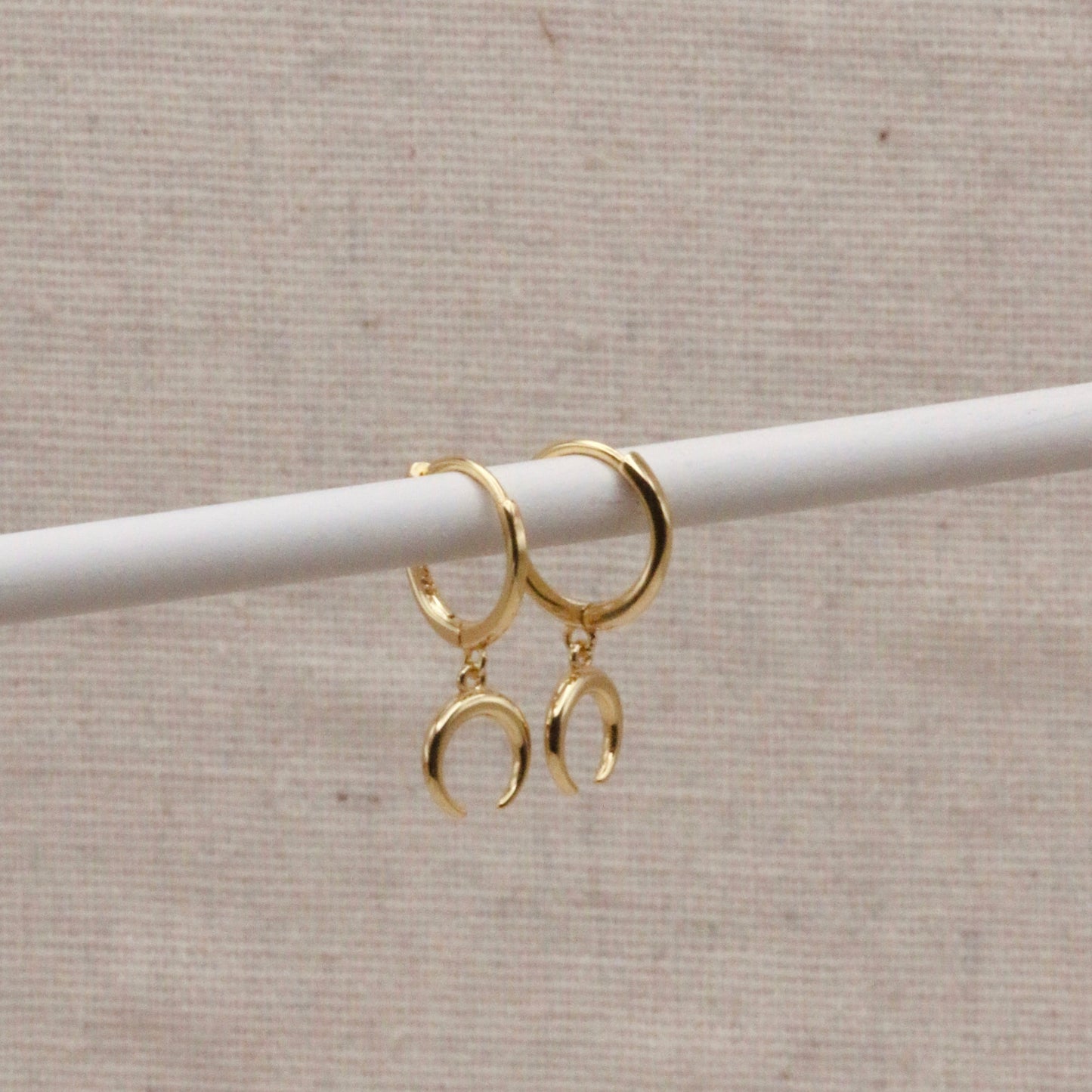 Load image into Gallery viewer, Gold Horn Crescent Hoops
