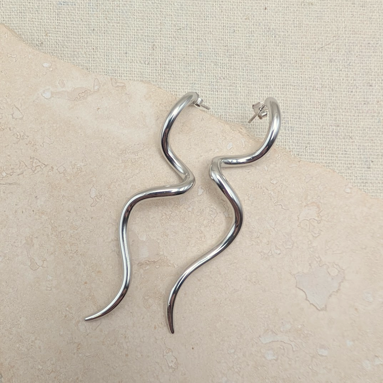 Everyday Silver Statement Swirl Earrings – Statement Earrings – Little Nell Jewellery