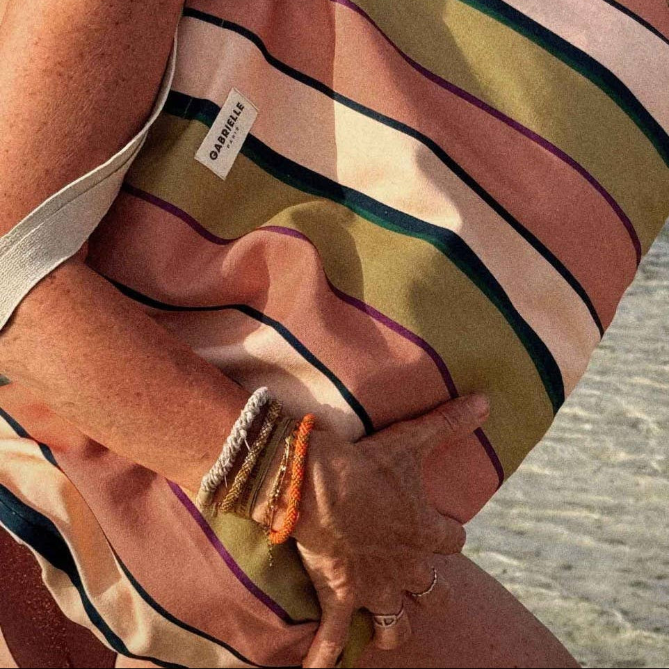 Cotton Beach Bag - Sand Stripe – Gift – Little Nell