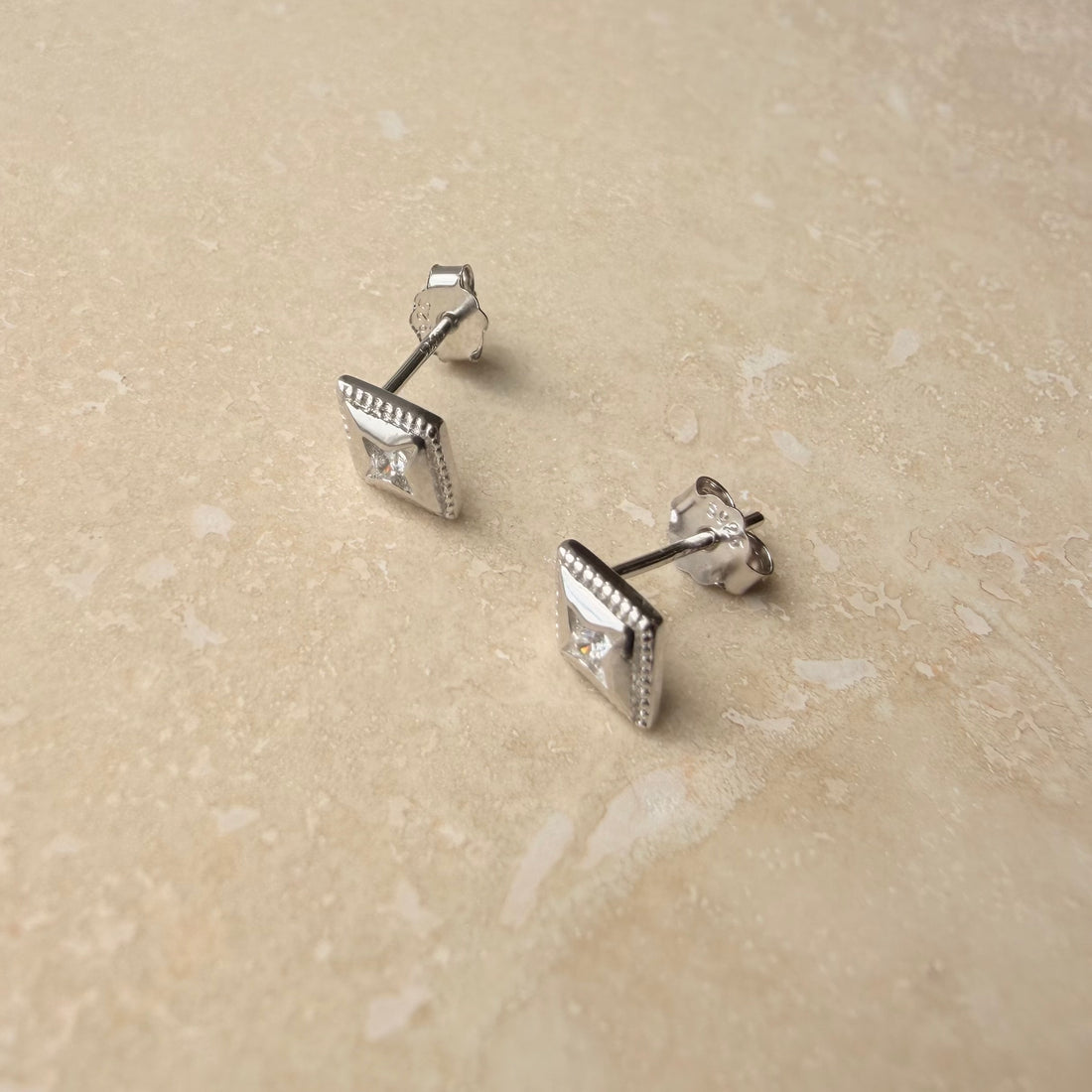 Silver Deco Studs – Stud Earrings – Little Nell Jewellery
