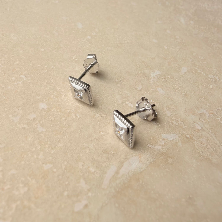 Silver Deco Studs – Stud Earrings – Little Nell Jewellery