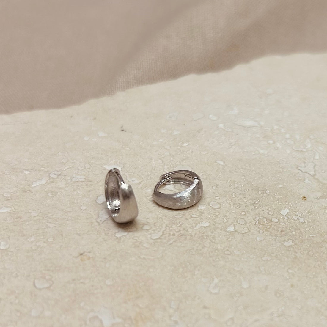 Wide Brushed Huggie Hoops – Demi Fine Hoop Earrings – Little Nell Jewellery