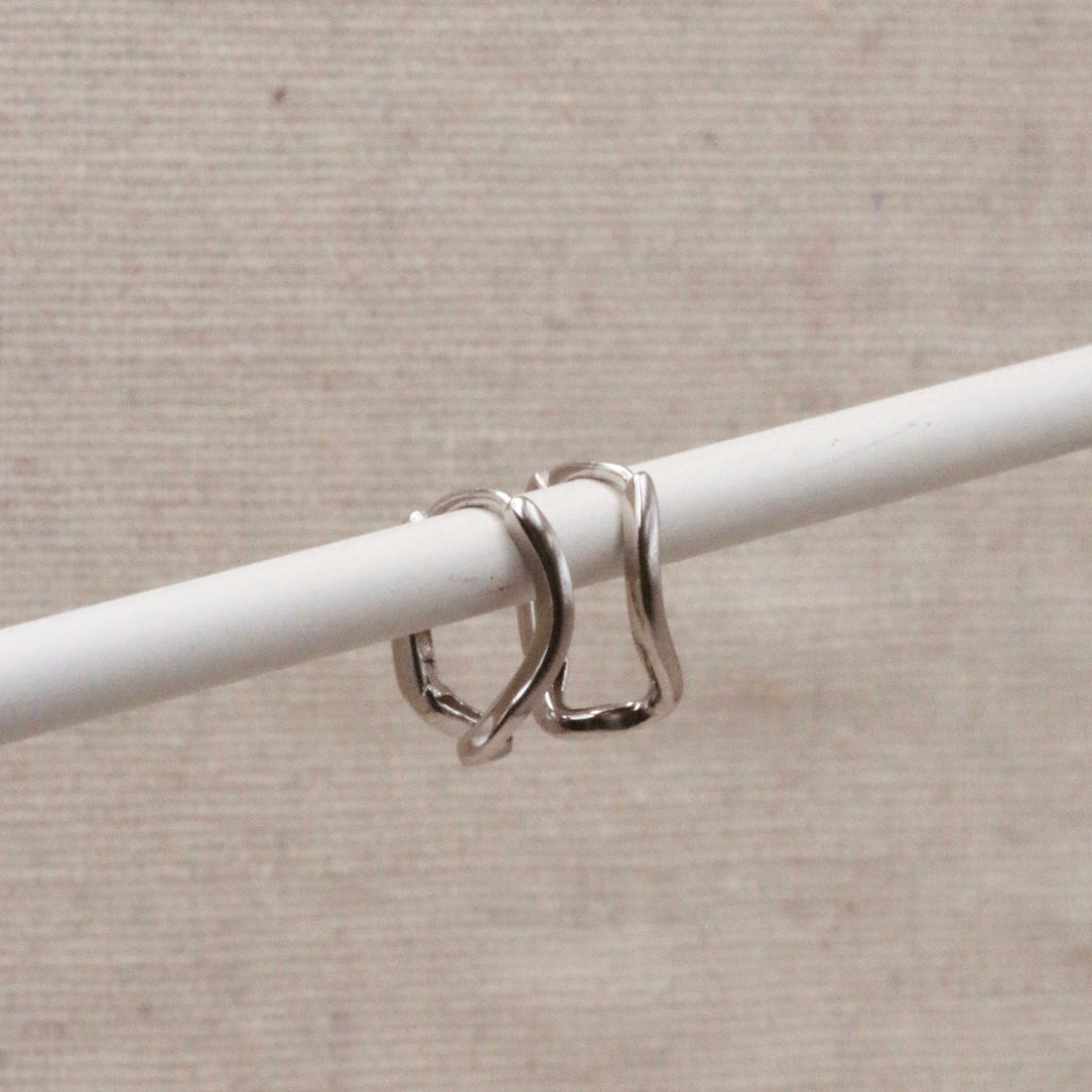 Silver Abstract Wave Hoops – Demi Fine Hoop Earrings – Little Nell Jewellery