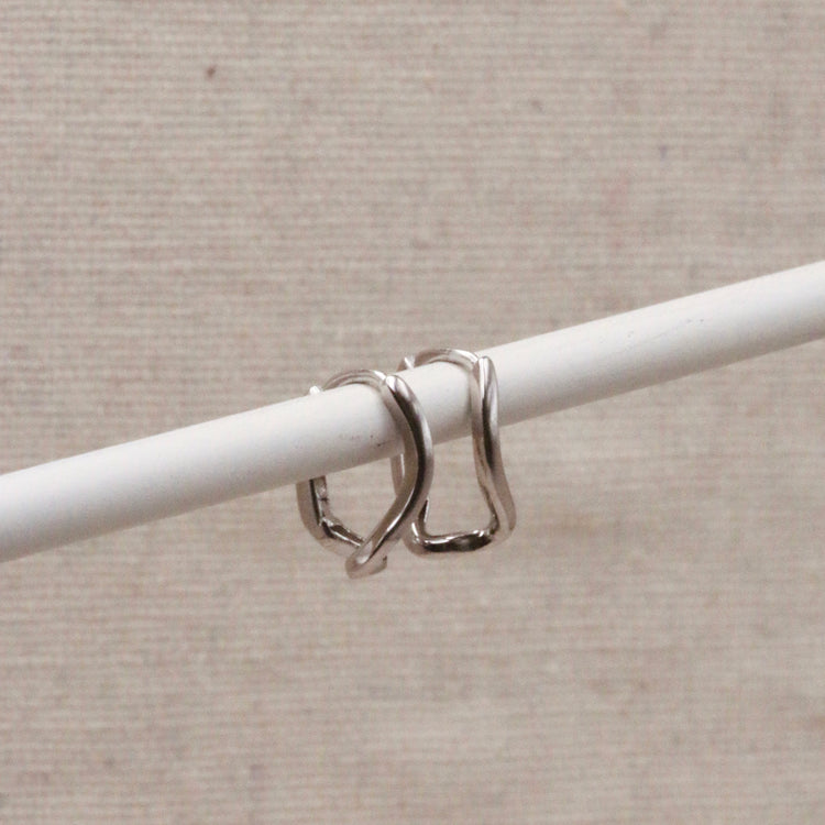 Silver Abstract Wave Hoops – Demi Fine Hoop Earrings – Little Nell Jewellery