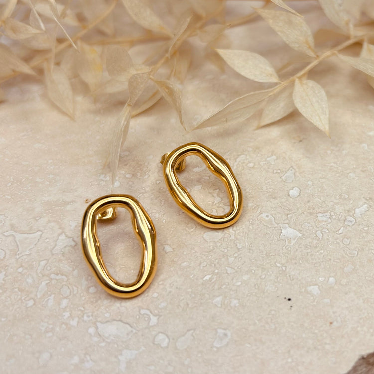 Everyday Abstract Oval Stud Earrings – Stud Earrings – Little Nell Jewellery