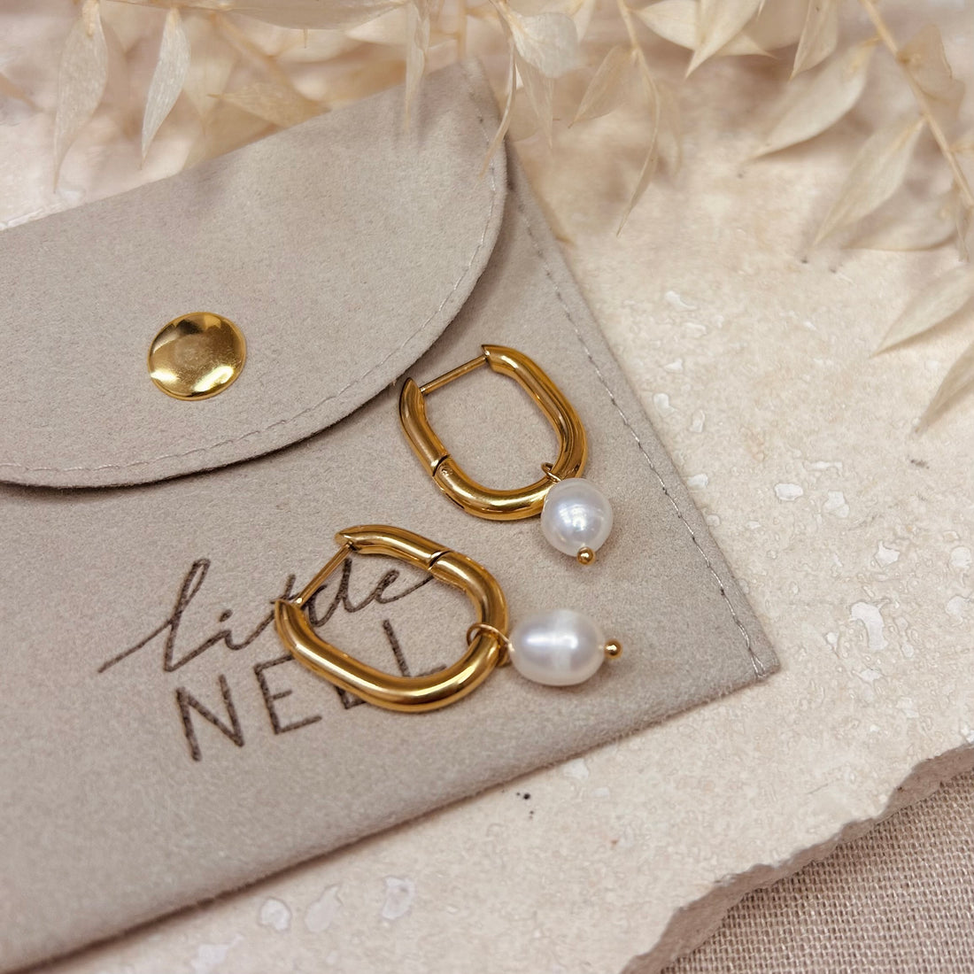 Everyday Pearl Drop Hoop Earrings – Hoop Earrings – Little Nell Jewellery