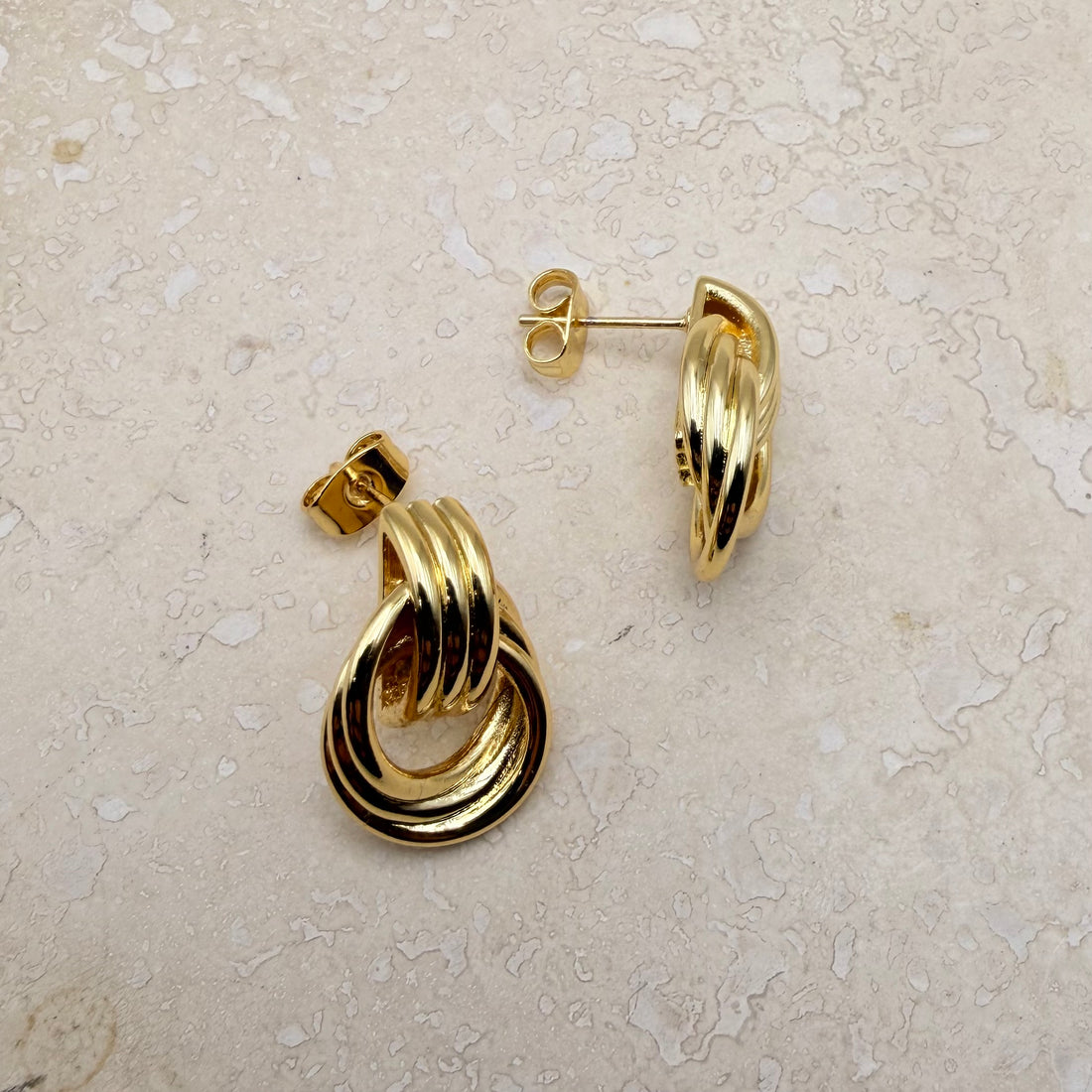 Everyday Gold Double Circle Studs – Statement Earrings – Little Nell Jewellery
