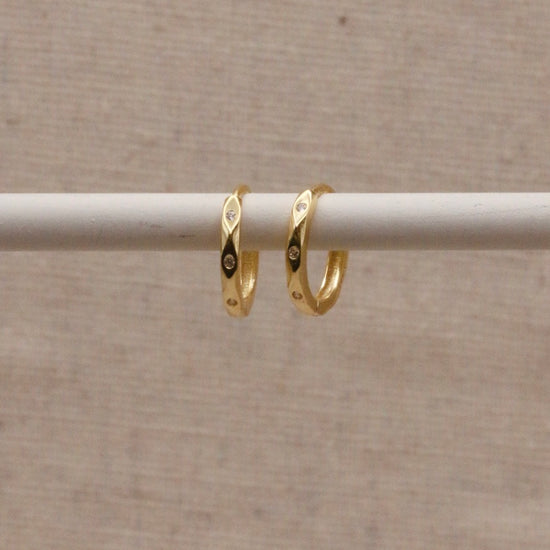 Gold Marquise Huggie Hoops