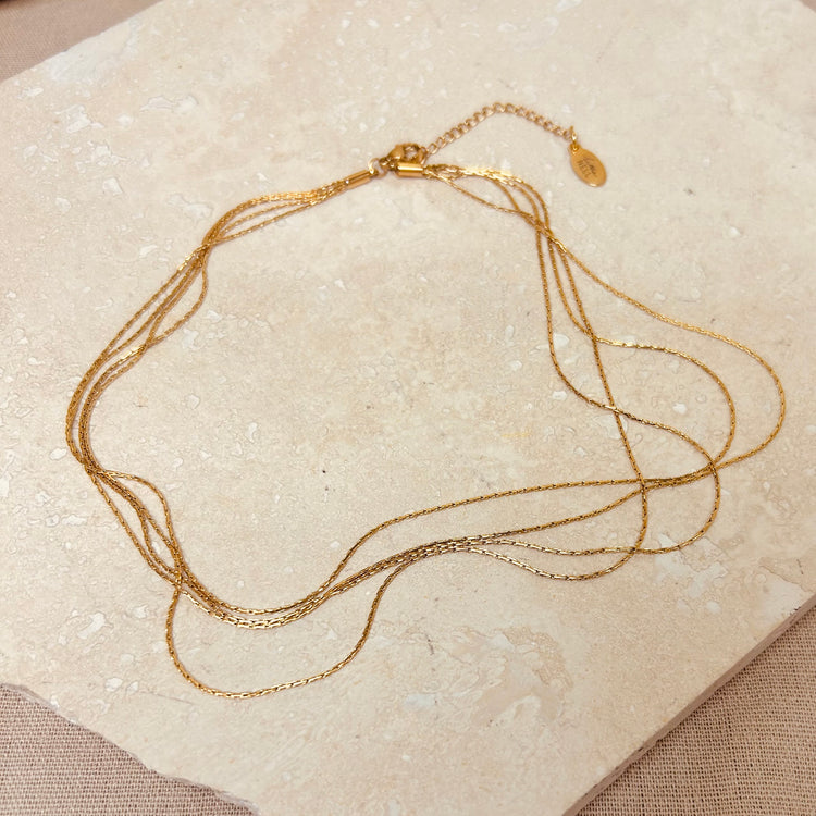 Everyday Gold Multi-strand Choker Necklace – Necklace – Little Nell Jewellery