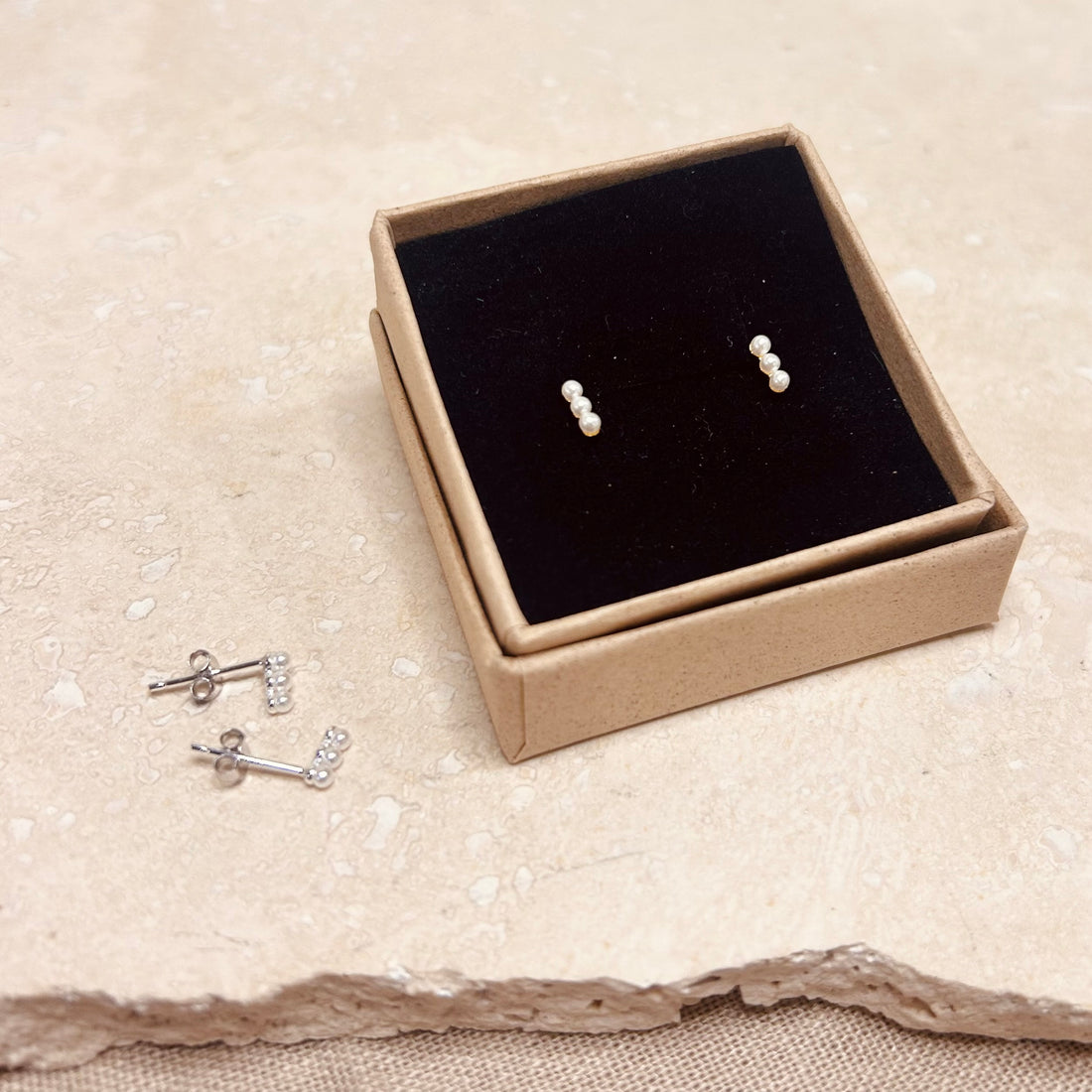 Pearl Trio Studs – Stud Earrings – Little Nell Jewellery