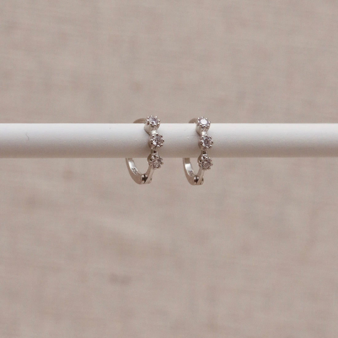 Diamanté Huggie Hoops – Demi Fine Hoop Earrings – Little Nell Jewellery