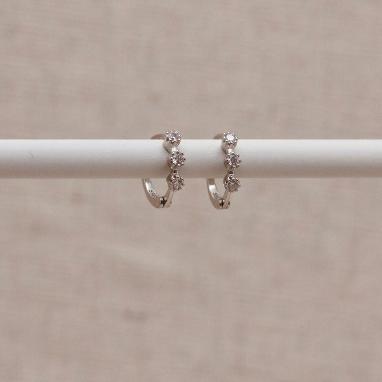 Diamanté Huggie Hoops – Demi Fine Hoop Earrings – Little Nell Jewellery