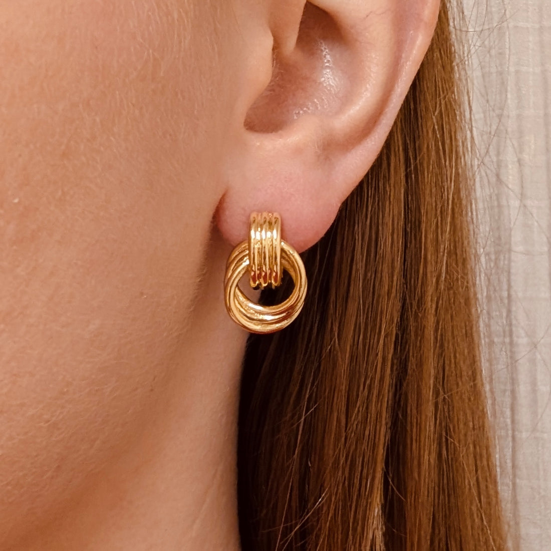 Everyday Gold Double Circle Studs – Statement Earrings – Little Nell Jewellery