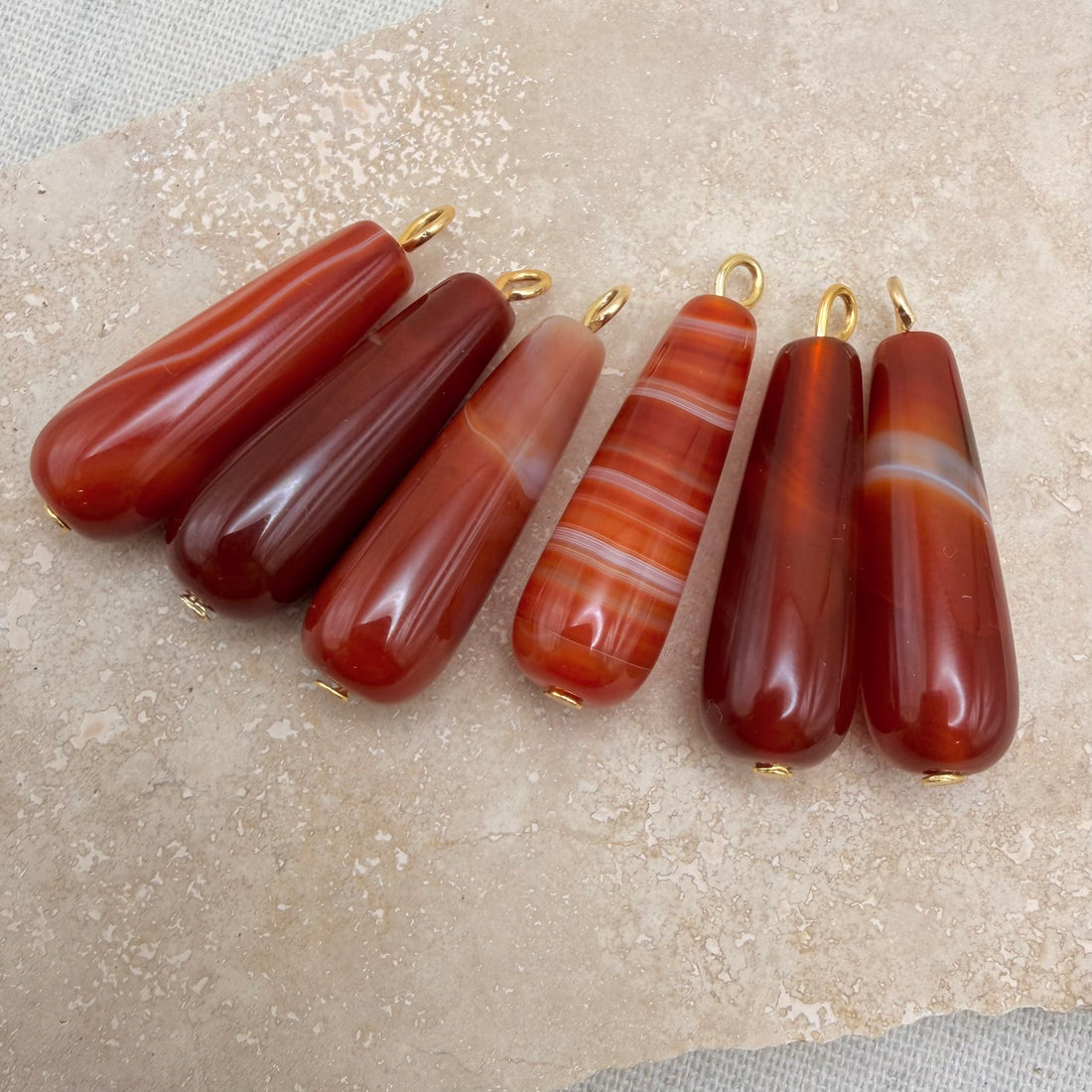 Everyday Red Agate Drop Hoops – Hoop Earrings – Little Nell Jewellery