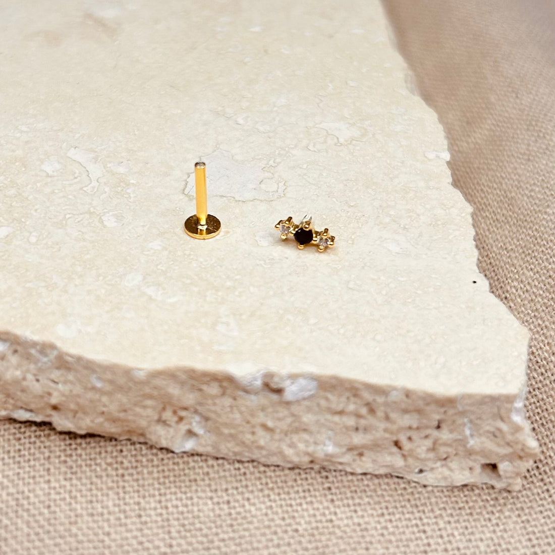 Gold Noir Trio Labret – Stud Earrings – Little Nell Jewellery