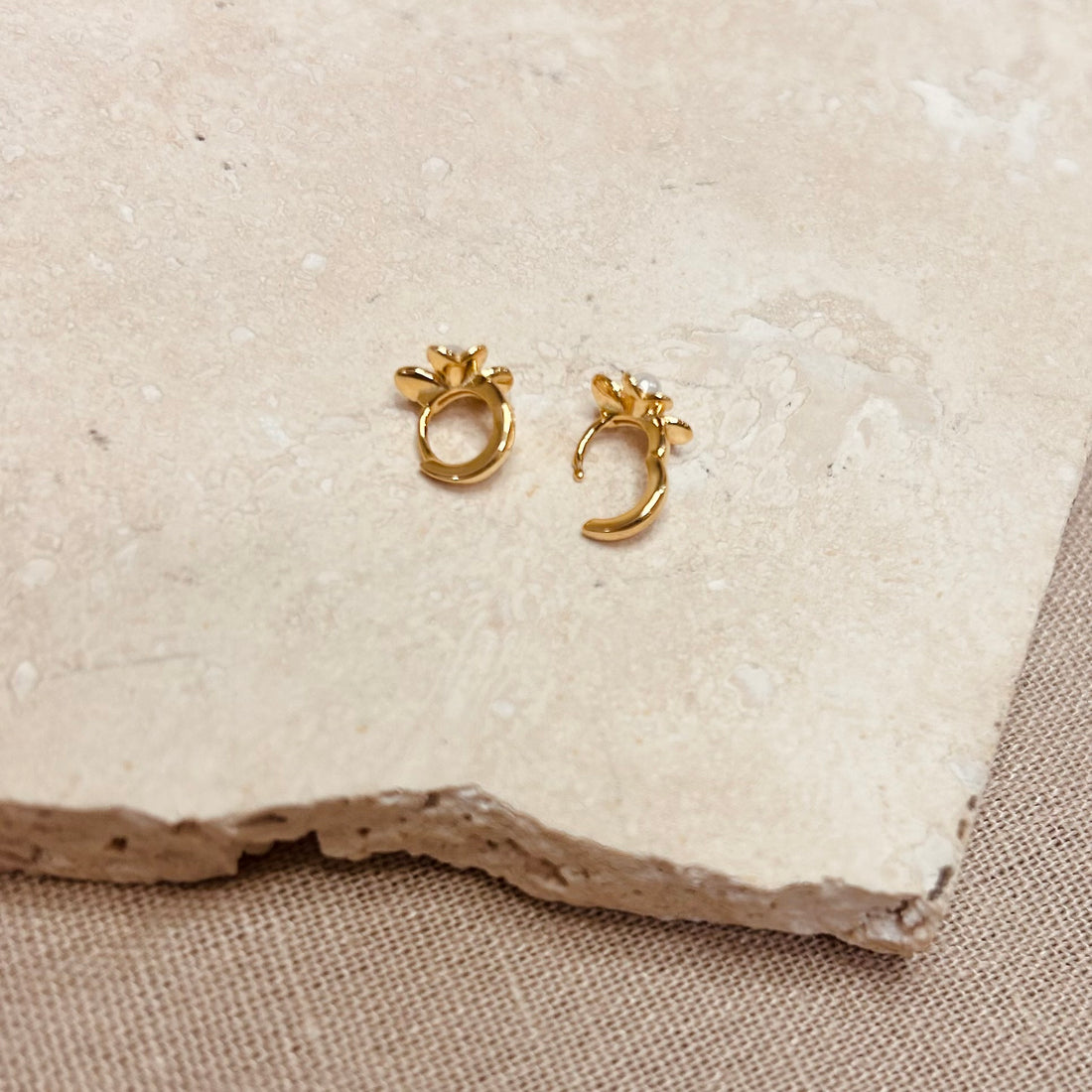 Flower Pearl Micro Hoops – Demi Fine Hoop Earrings – Little Nell Jewellery