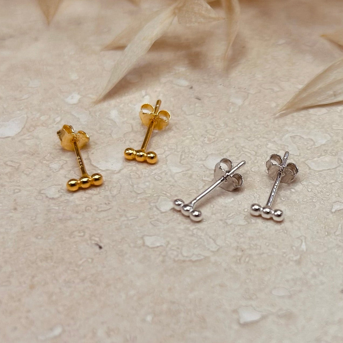 Gold or Silver 3 Dot Studs – Stud Earrings – Little Nell Jewellery