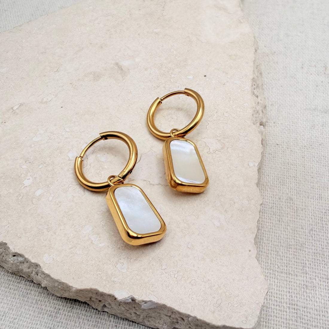 Everyday Mother of Pearl Hoops – Hoop Earrings – Little Nell Jewellery