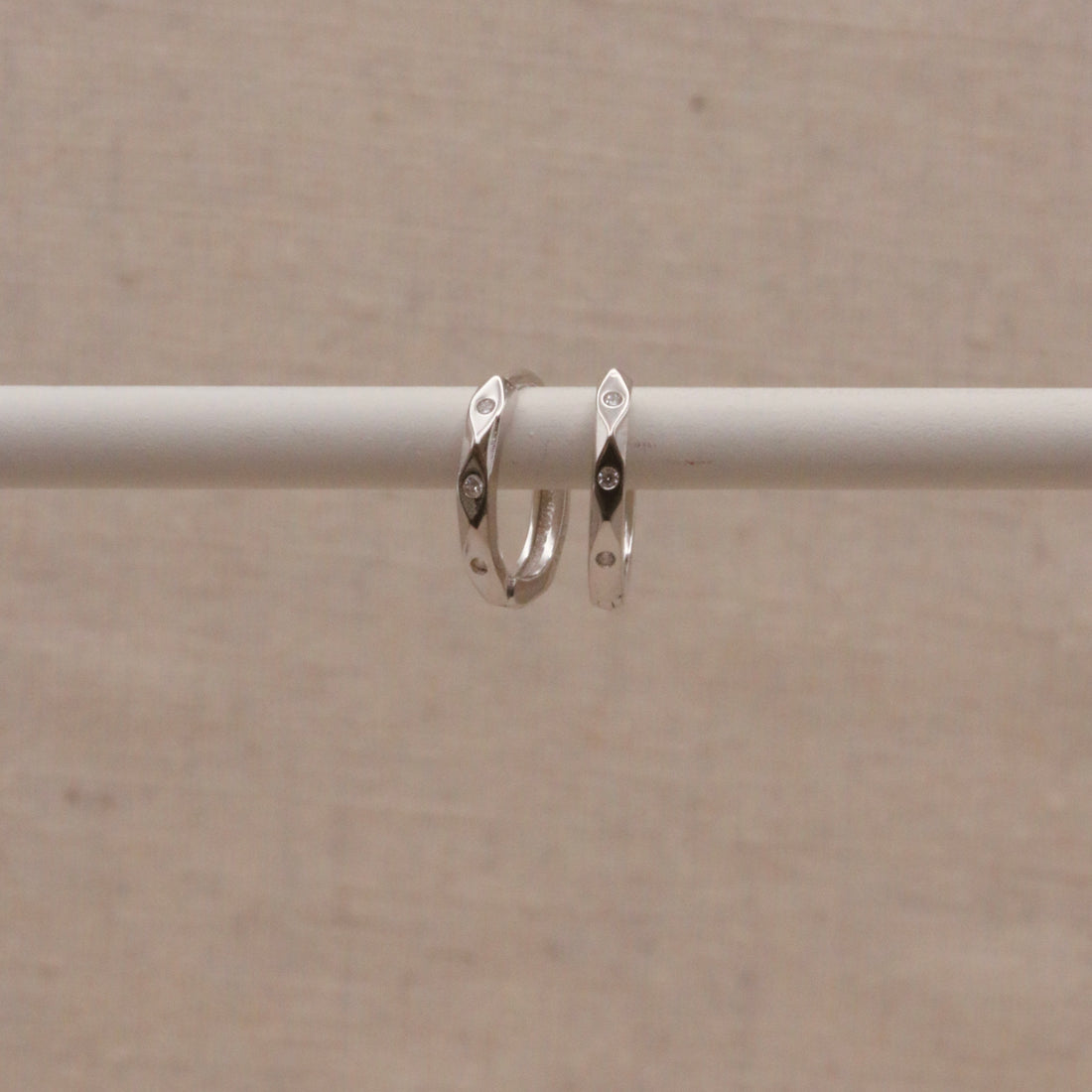 Silver Marquise Huggie Hoops – Demi Fine Hoop Earrings – Little Nell Jewellery