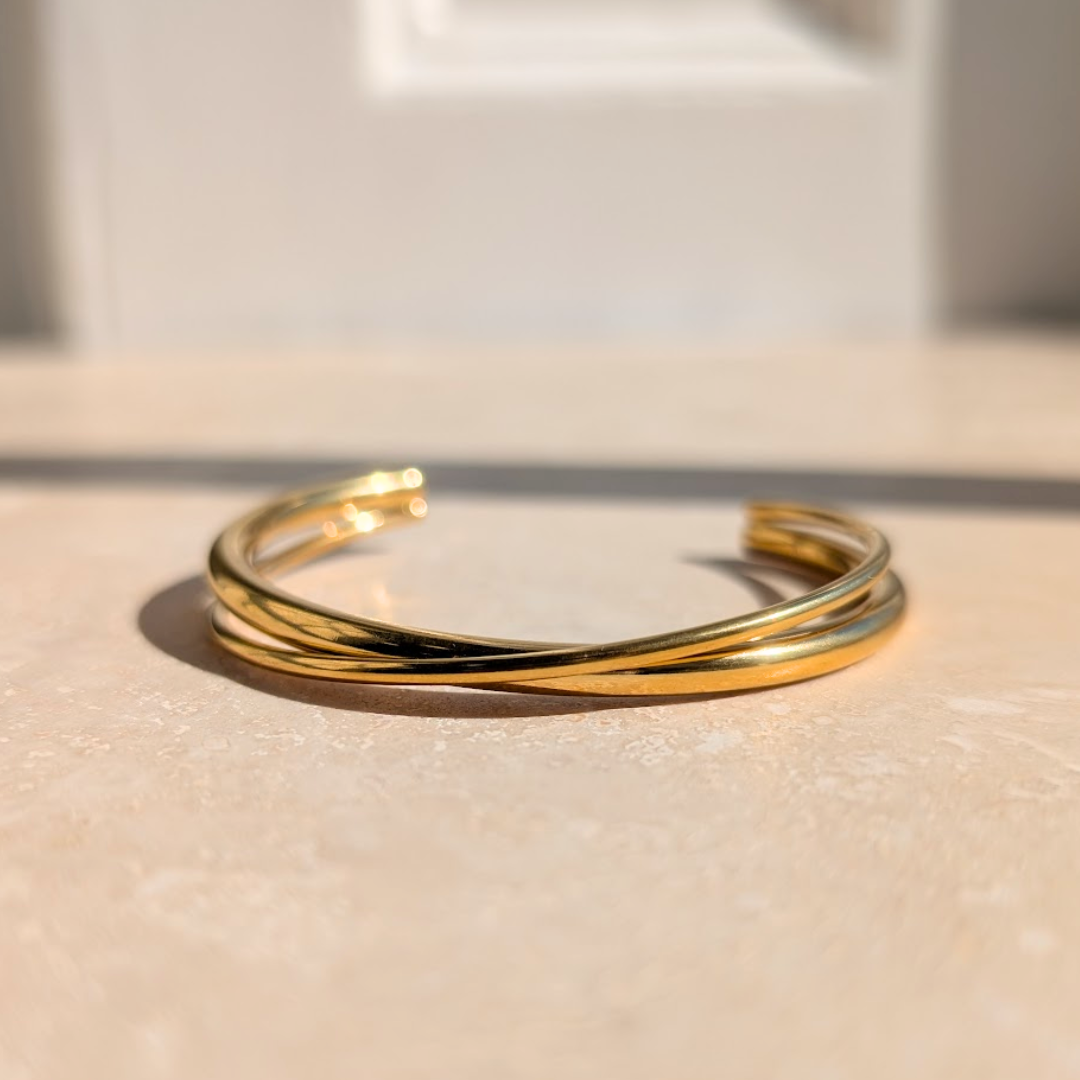 Everyday Gold Duo Bangle – Bracelet – Little Nell Jewellery