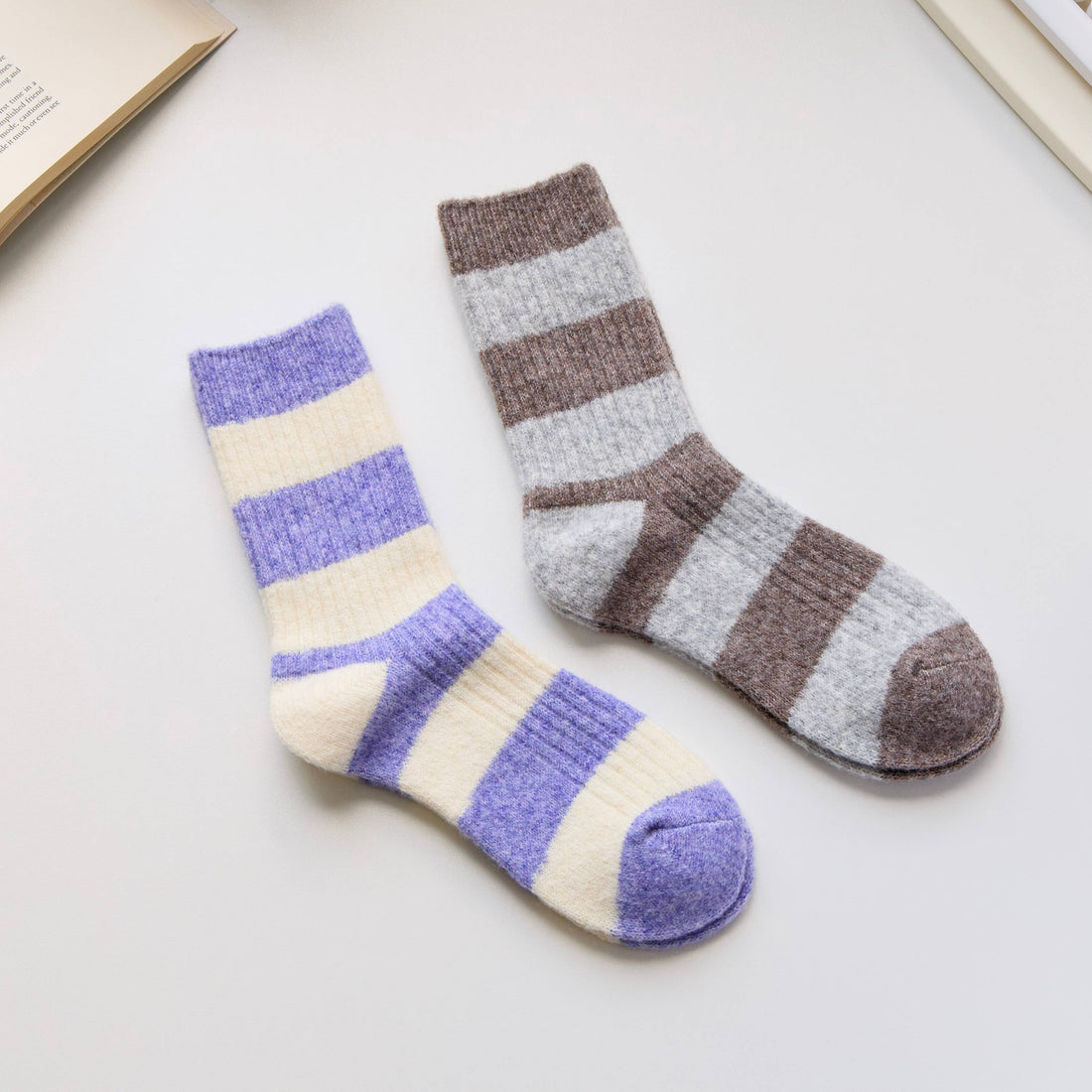 Cashmere Blend Socks - Brown/Grey Stripe – Socks – Little Nell