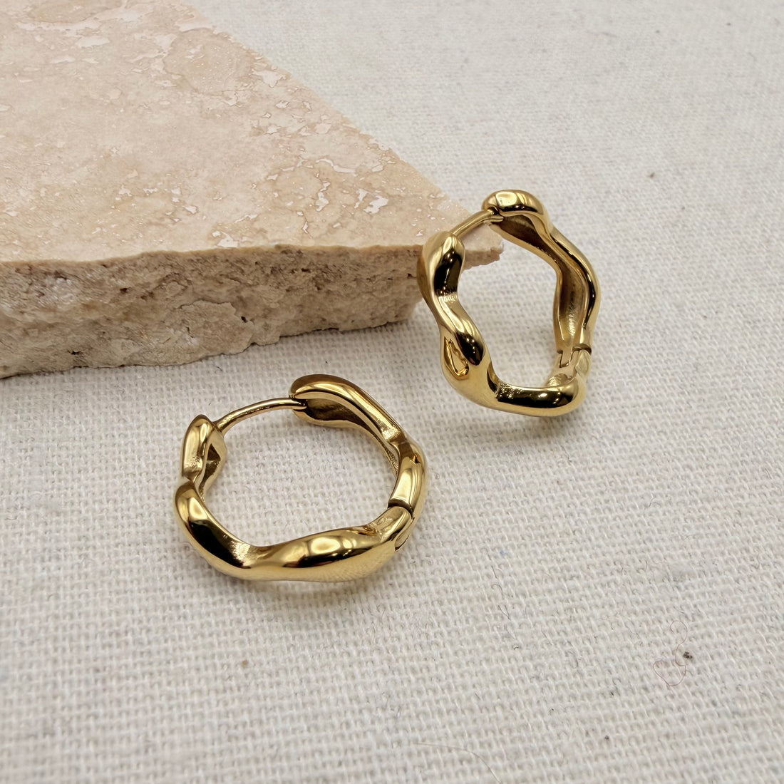 Everyday Molten Wave Hoops – Hoop Earrings – Little Nell Jewellery