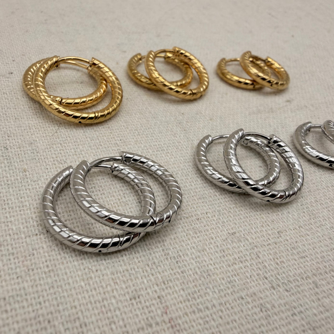 Everyday Ridged Huggies – Hoop Earrings – Little Nell Jewellery