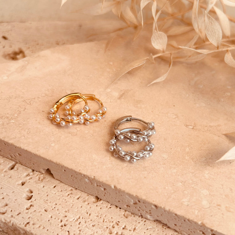 Pearl Twist Hoops – Demi Fine Hoop Earrings – Little Nell Jewellery