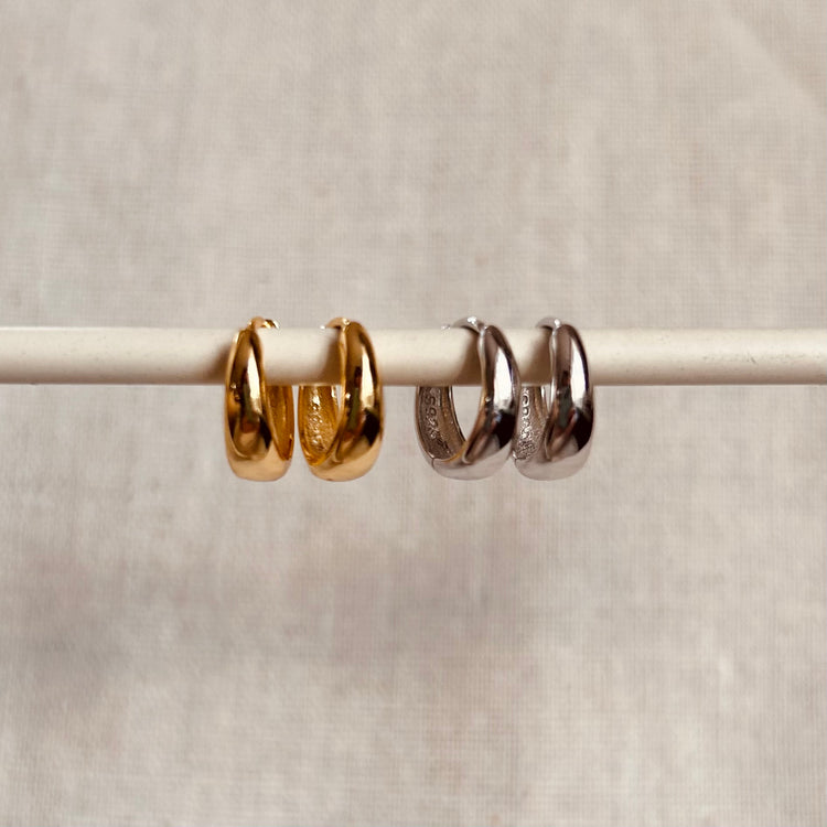 Minimal Wide Hoops – Demi Fine Hoop Earrings – Little Nell Jewellery