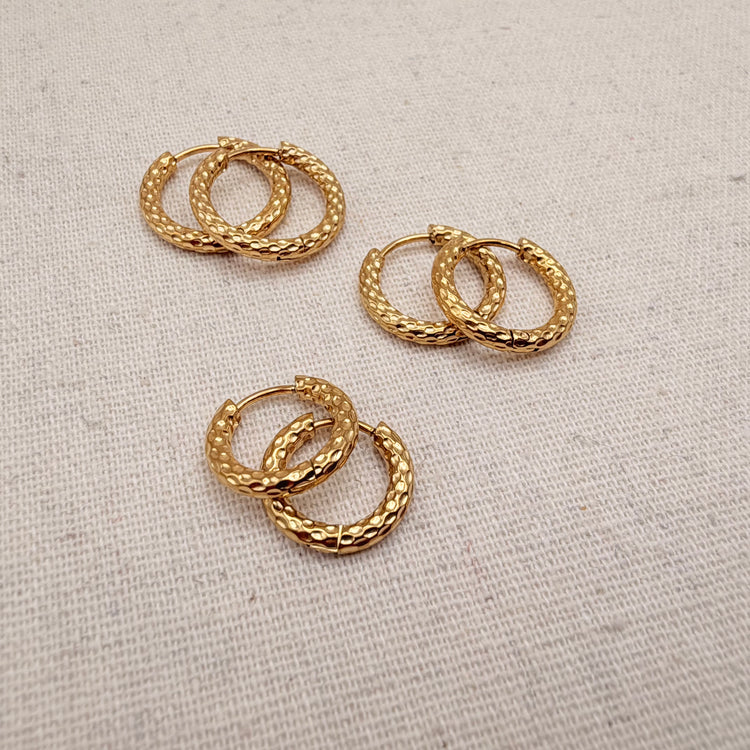 Everyday Dimple Huggies – Hoop Earrings – Little Nell Jewellery